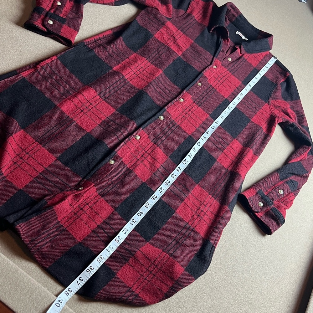 Faherty Legend Sweater Shirt Dress Buffalo Plaid Check Red Black-Sz Large - Picture 10 of 11